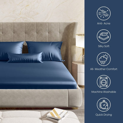 Satin Royale Deep Ocean Blue 300TC Satin King Bedsheet