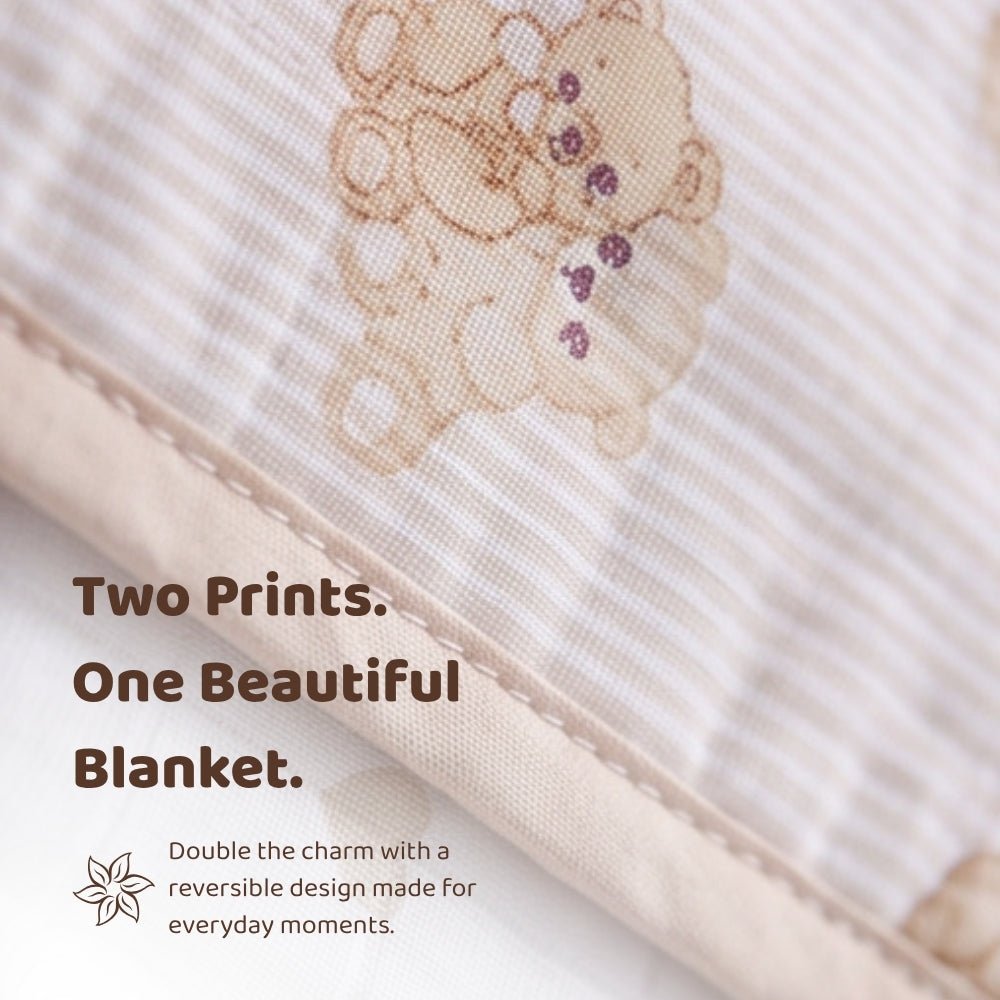 Twin Teddy 3-Layer Reversible Muslin Baby Blanket - Swaddles and Blankets | haus & kinder