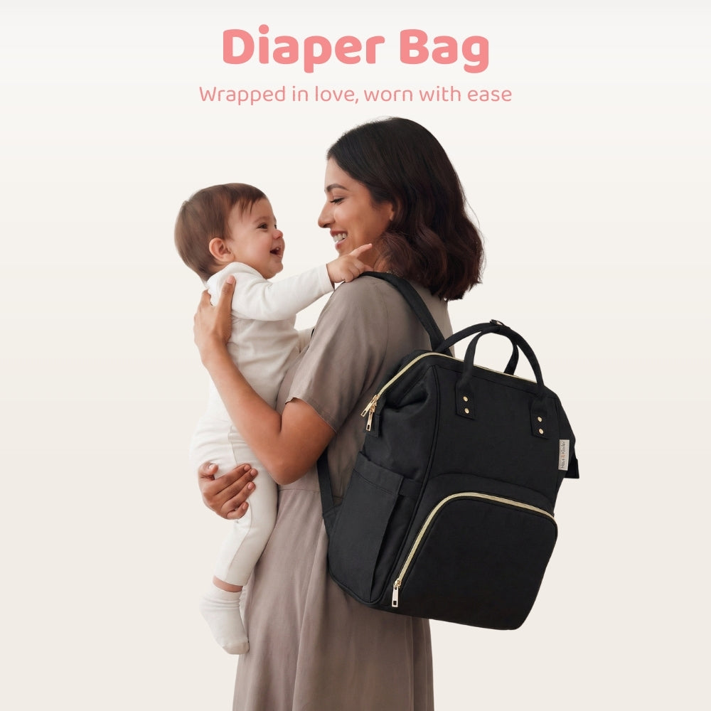Chic Diaper Bag Backpack (Capacity - 20L) , Black – haus & kinder
