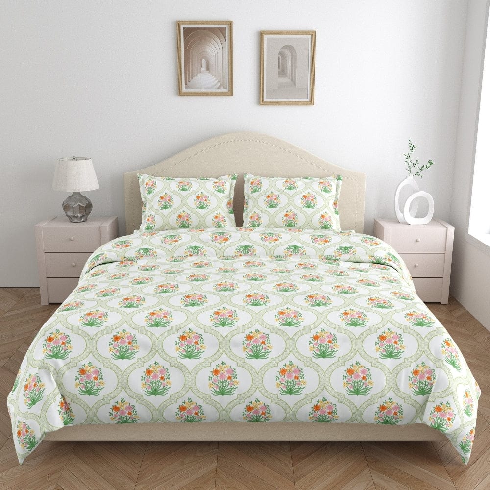 Amber Trellis 186 TC Cotton 100% Printed Flat King Bedsheet