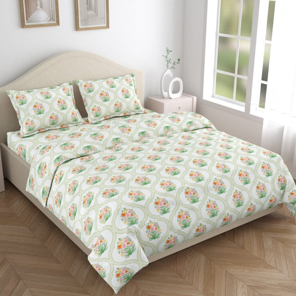 Amber Trellis 186 TC Cotton 100% Printed Flat King Bedsheet