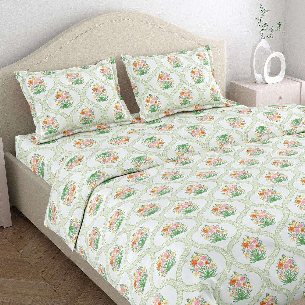 Amber Trellis 186 TC Cotton 100% Printed Flat King Bedsheet