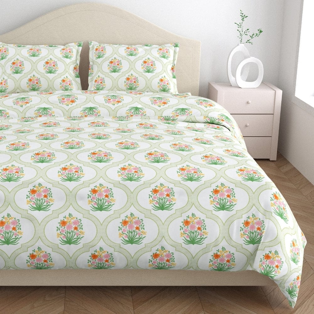 Amber Trellis 186 TC Cotton 100% Printed Flat King Bedsheet