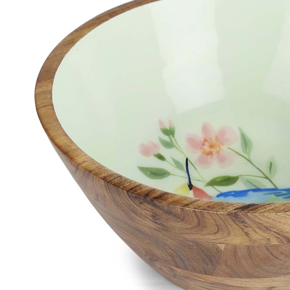Bird and bloom wood Bowl, Large