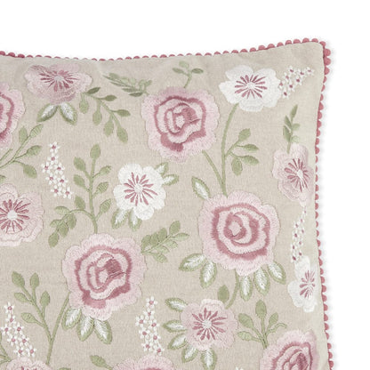 Embroidered Decorative Cushion Cover, Radiant Rose