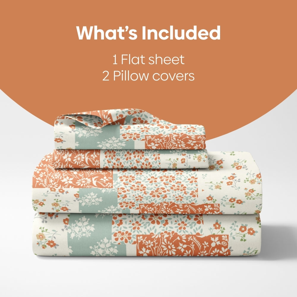 Patch Bliss 100% Cotton Double Size Bedsheet, 144 TC