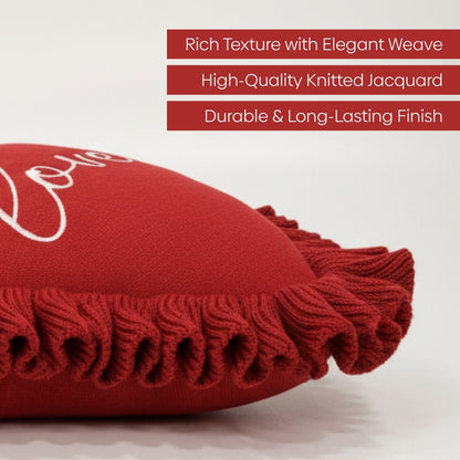 Knitted Jacquard Red Decorative Cushion Cover