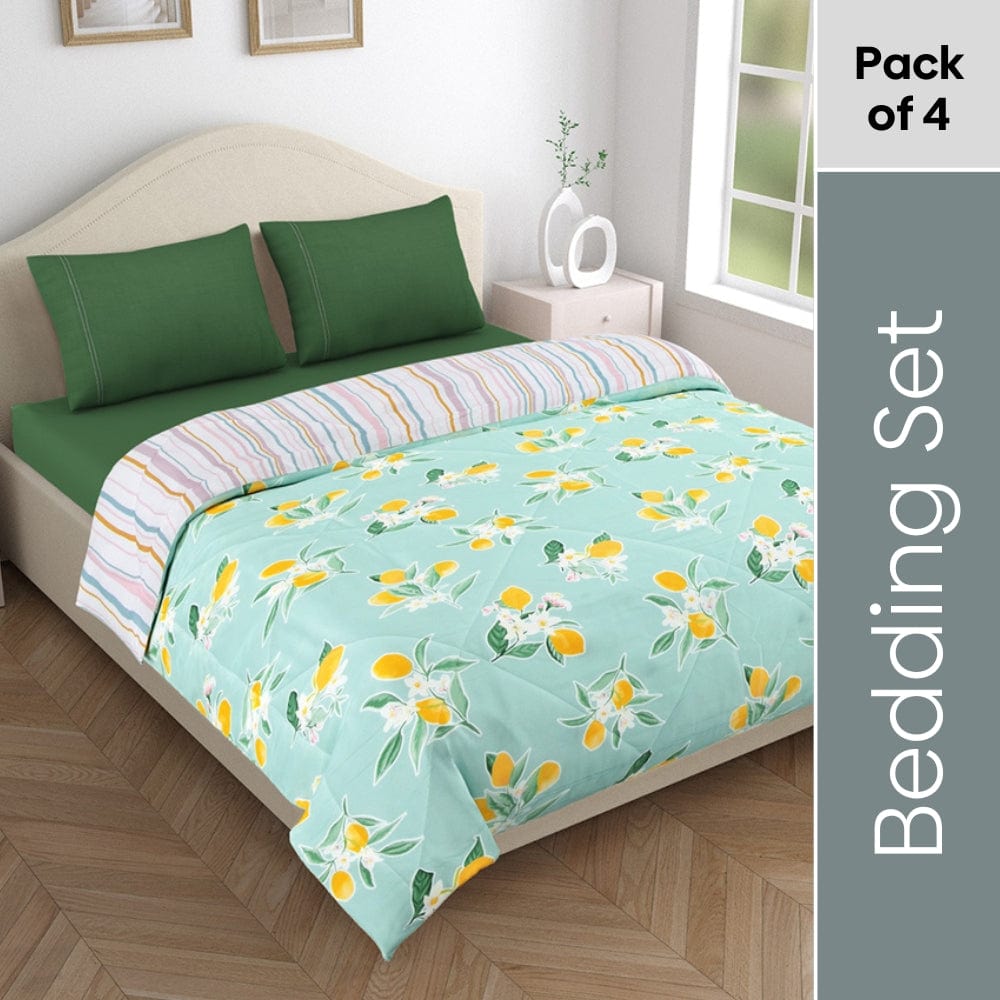 Microfibre Reversible Comforter Bedding Set, Citrus Breeze