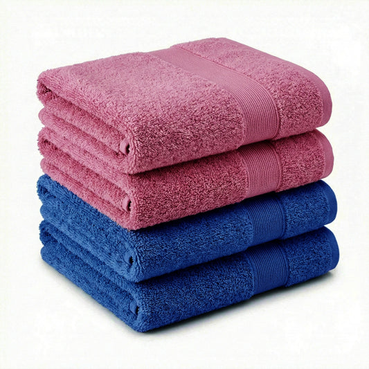 100% Cotton Harmony Combed Hand Towel- Pack Of 4  (Cobalt, Mulberry)