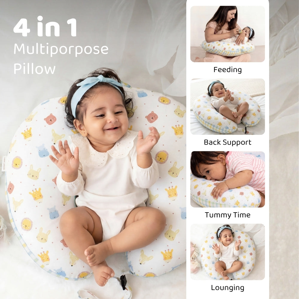 Animal Party 100% Cotton Multipurpose Feeding/Nursing pillow
