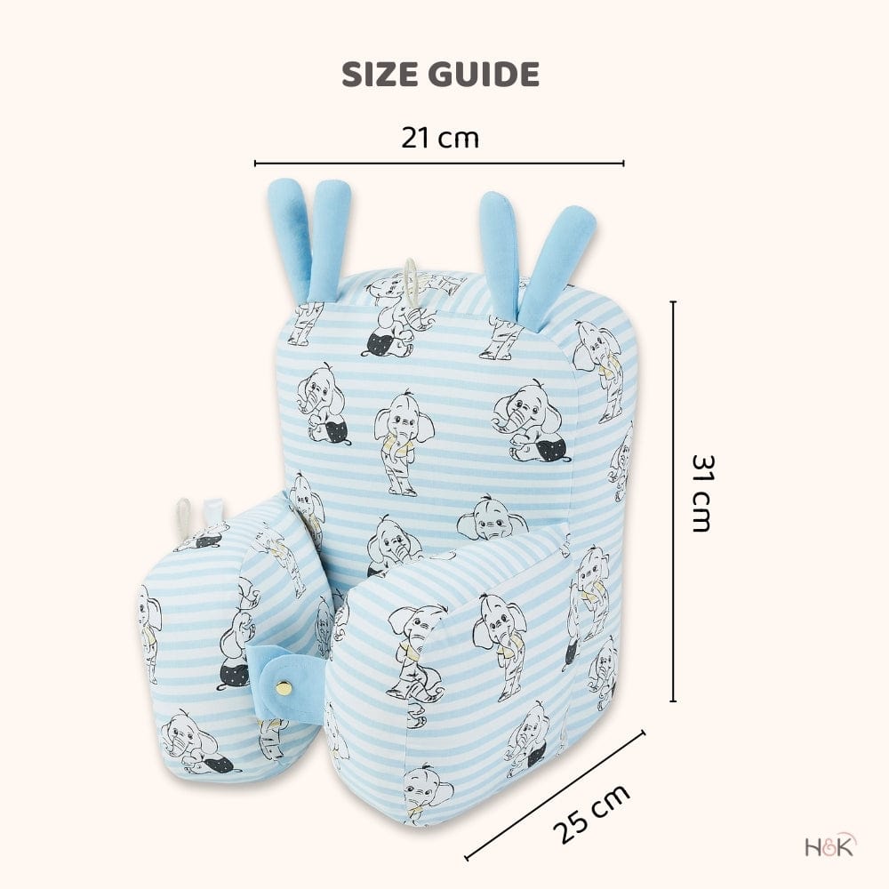 Cotton Pram Pillow cum Baby Seat , Elephantastic