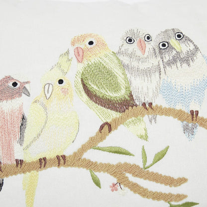 Embroidered Decorative Cushion Cover, Birds on Branch