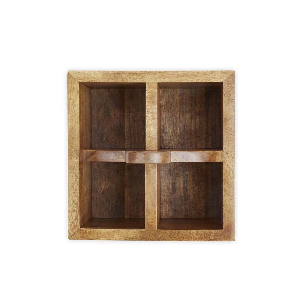 Floral Acacia Wood cutlery holder