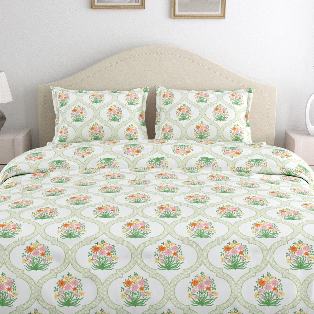 Amber Trellis 186 TC Cotton 100% Printed Flat King Bedsheet