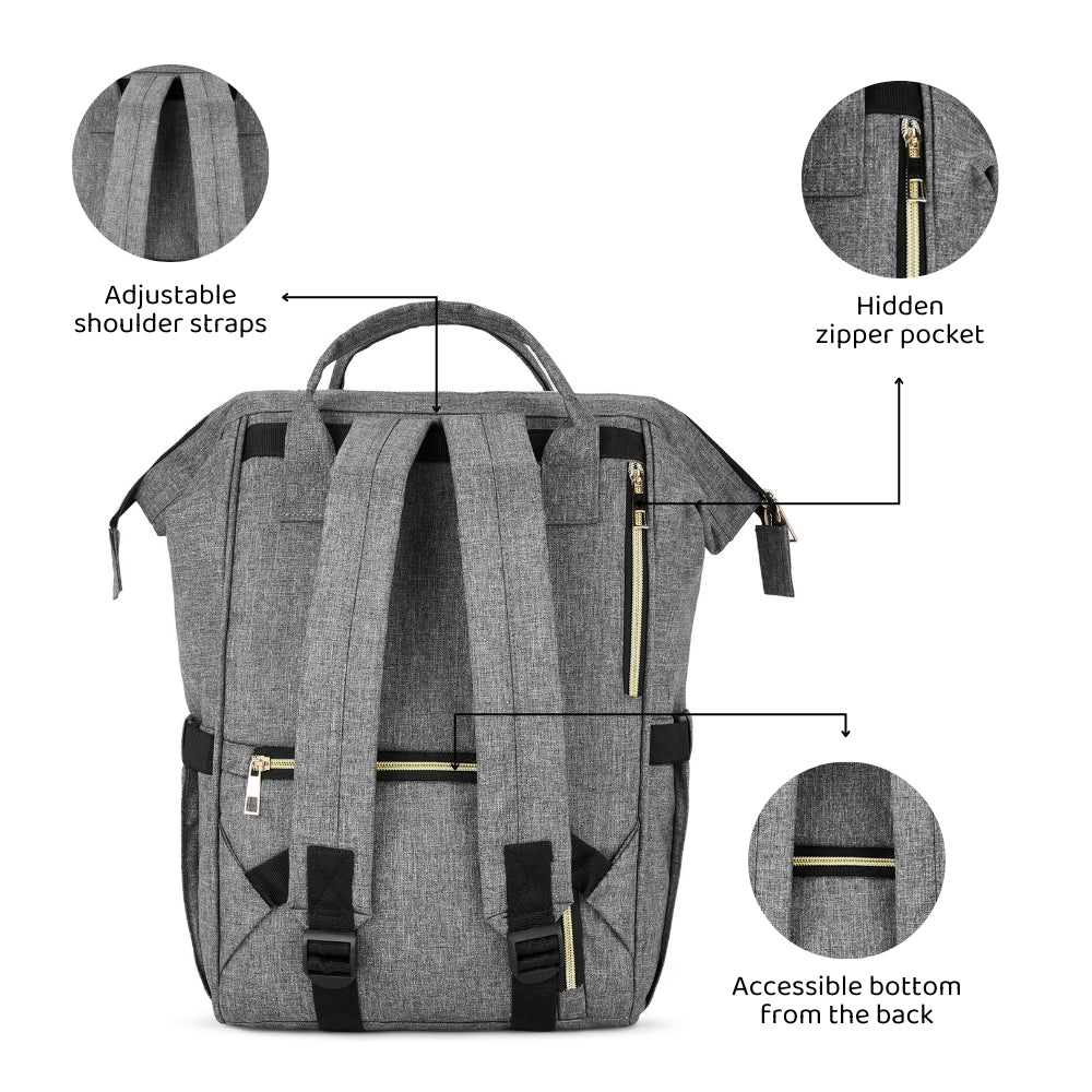 Chic Diaper Bag Backpack (Capacity - 20L) , Grey