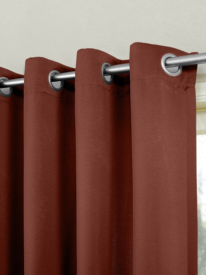 Solid black out curtains set of 2, Dark Brown