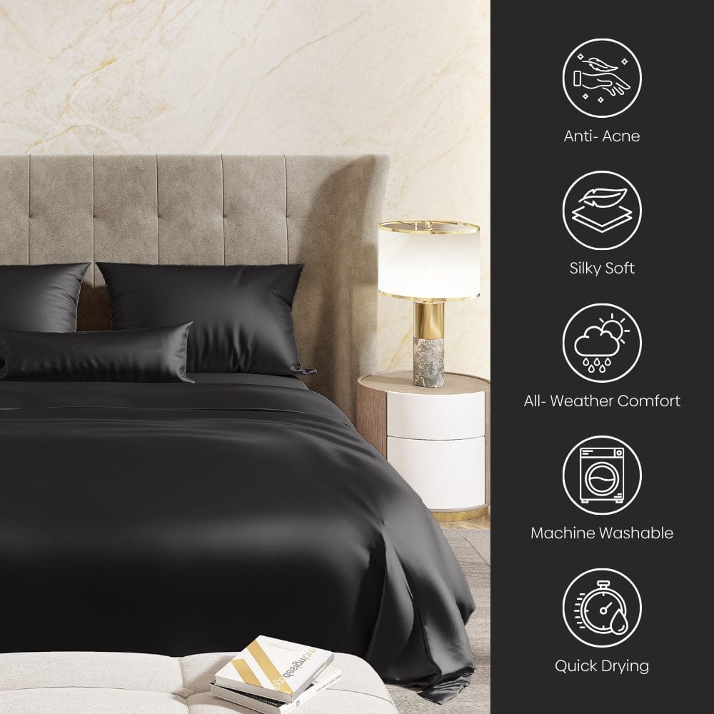 Satin Royale Black Pearl 300TC Satin King Bedsheet