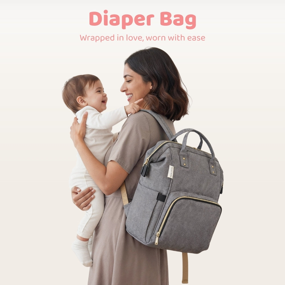 Chic Diaper Bag Backpack (Capacity - 20L) , Grey