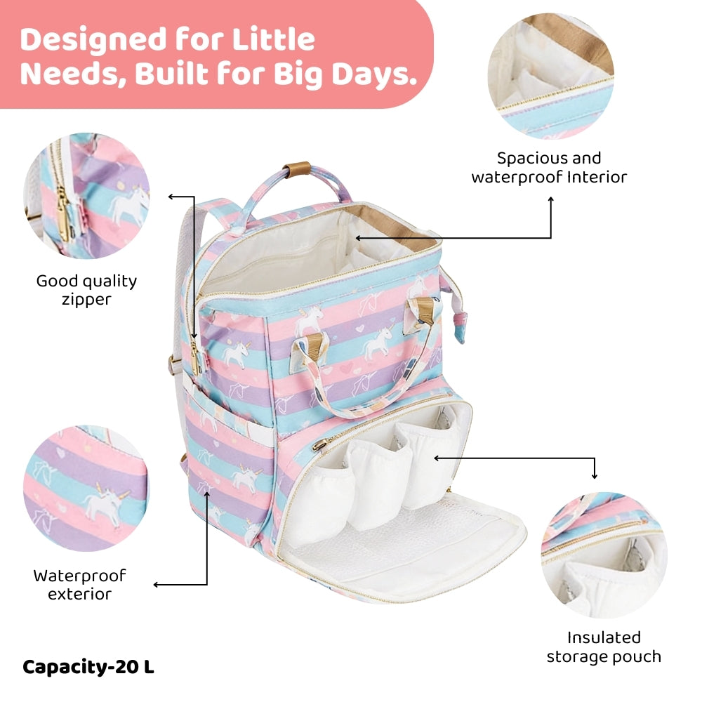 Art on Canvas - Chic Diaper Bag Backpack for New Moms, Unicorn
