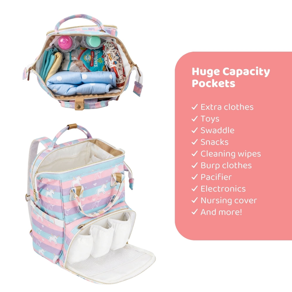 Art on Canvas - Chic Diaper Bag Backpack for New Moms, Unicorn