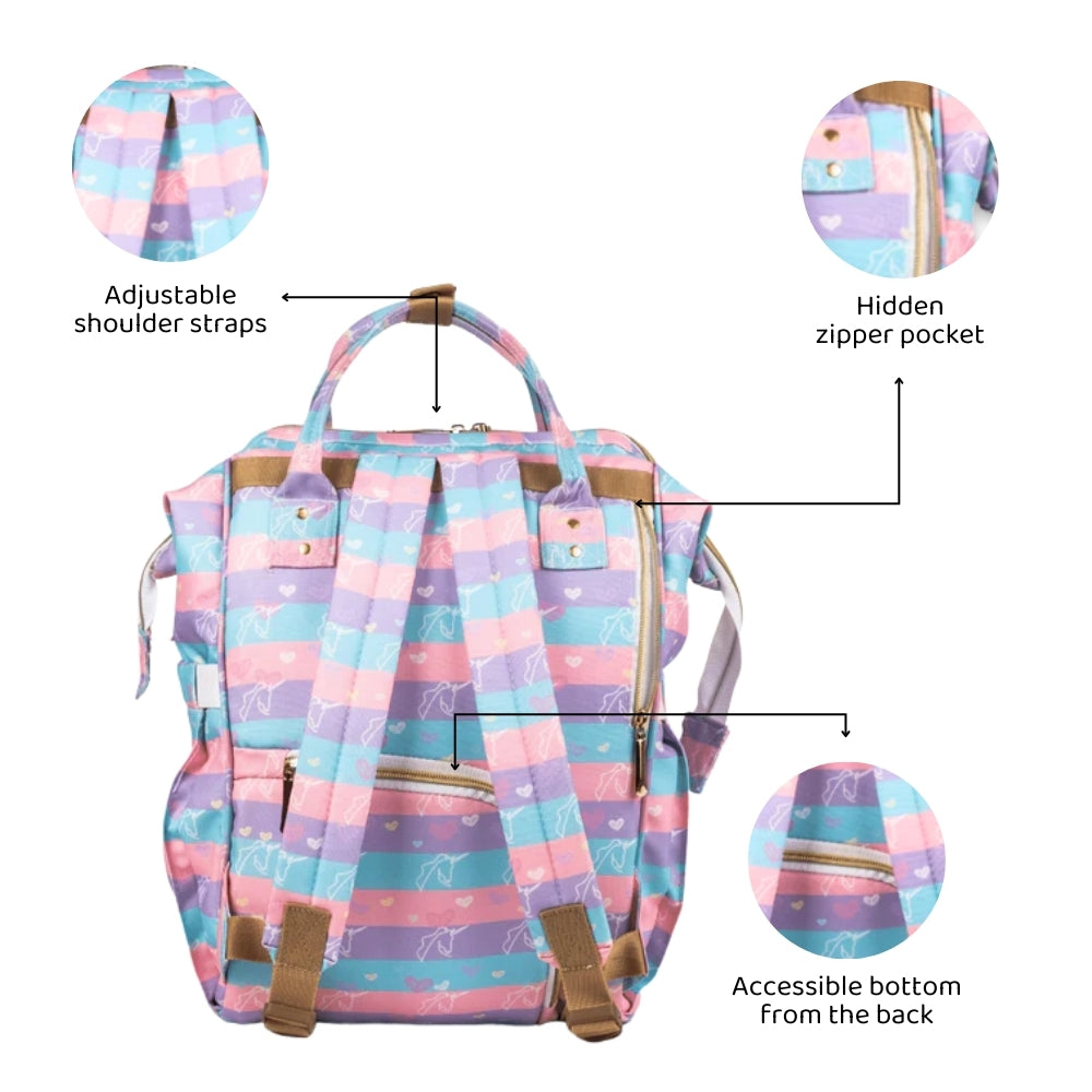 Art on Canvas - Chic Diaper Bag Backpack for New Moms, Unicorn