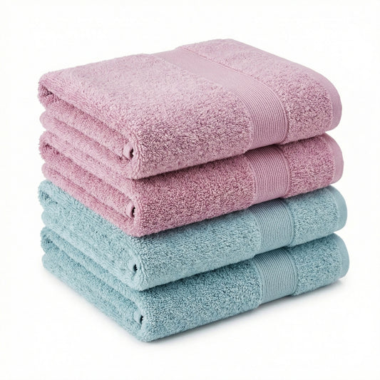 100% Cotton Harmony Combed Hand Towel- Pack Of 4  (Cameo Pink, Coastal Blue)