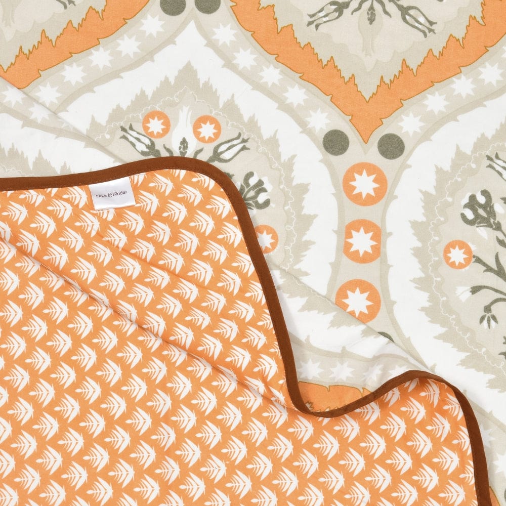 Digital Printed Ultra Soft Peach Finish Reversible Dohar, Taupe Trellis