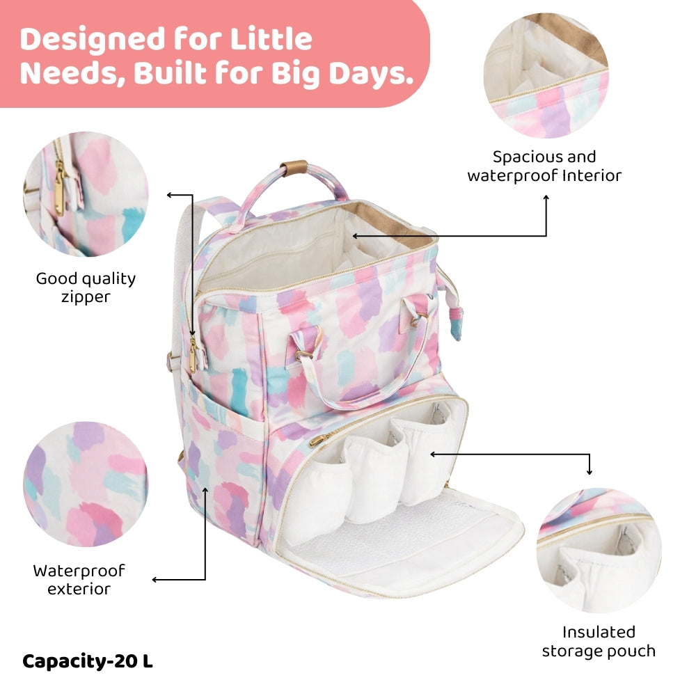 Art on Canvas - Chic Diaper Bag Backpack for New Moms, Color Splash