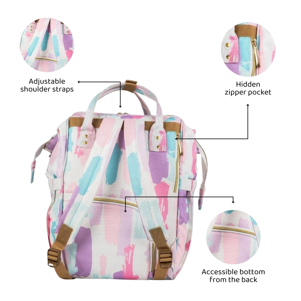 Art on Canvas - Chic Diaper Bag Backpack for New Moms, Color Splash