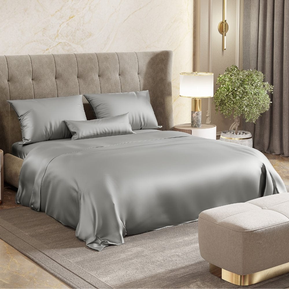 Satin Royale Platinum Grey 300TC Satin Double Bedsheet