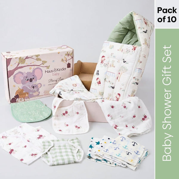 Scarlet on Adventure 100% Cotton Box Of Love Baby Essentials Pack of 10 - Baby Essentials | haus & kinder