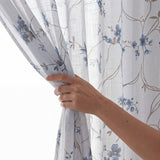 Polyester Printed Sheer Door Curtain  Whispering Vines, Blue