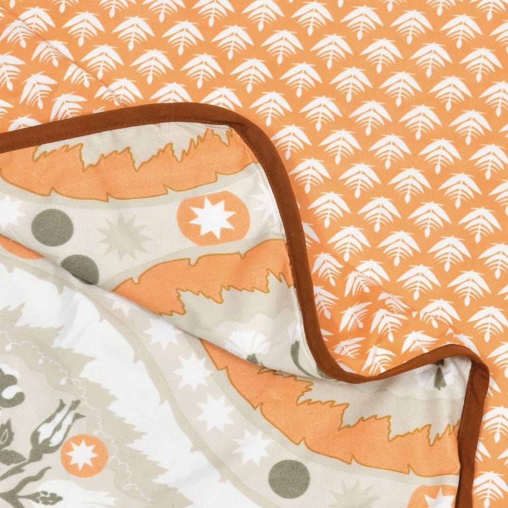 Digital Printed Ultra Soft Peach Finish Reversible Dohar, Taupe Trellis