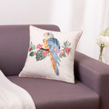 Embroidered Decorative Cushion Cover, Tropical Plumage
