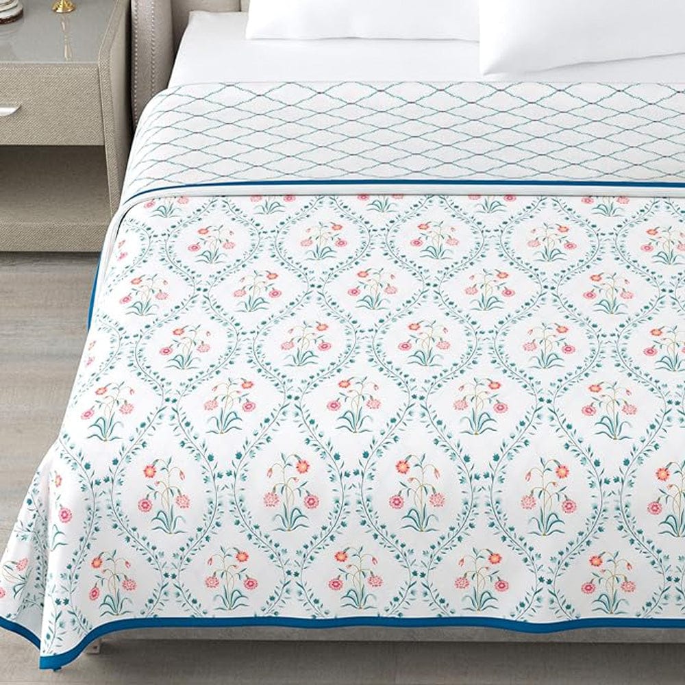 Pink Blossom  Reversible AC Blanket - Pink & Blue