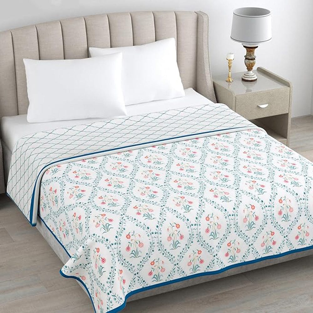 🎁 Pink Blossom  Reversible AC Blanket - Pink & Blue - Single