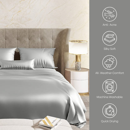 Satin Royale Platinum Grey 300TC Satin King Bedsheet