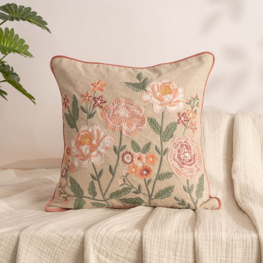 Embroidered Decorative Cushion Cover, Roses