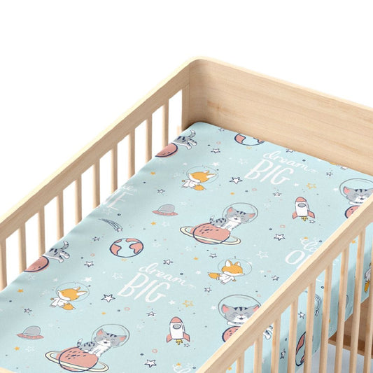 100% cotton fitted crib sheet, Pack of 1 (52*28*8Inch), Spacewalk