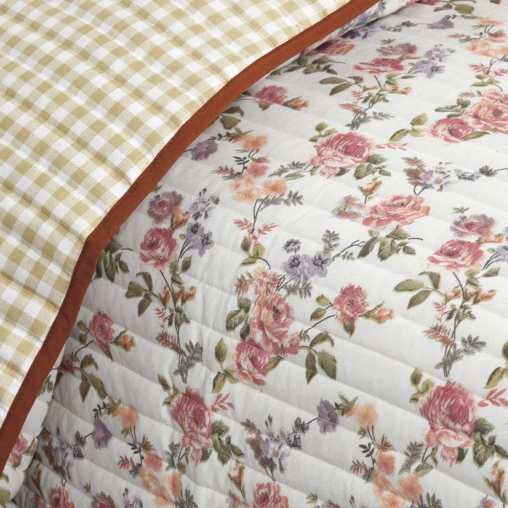 Digital Printed Ultra Soft Peach Finish Reversible Comforter, Rosewood Charm