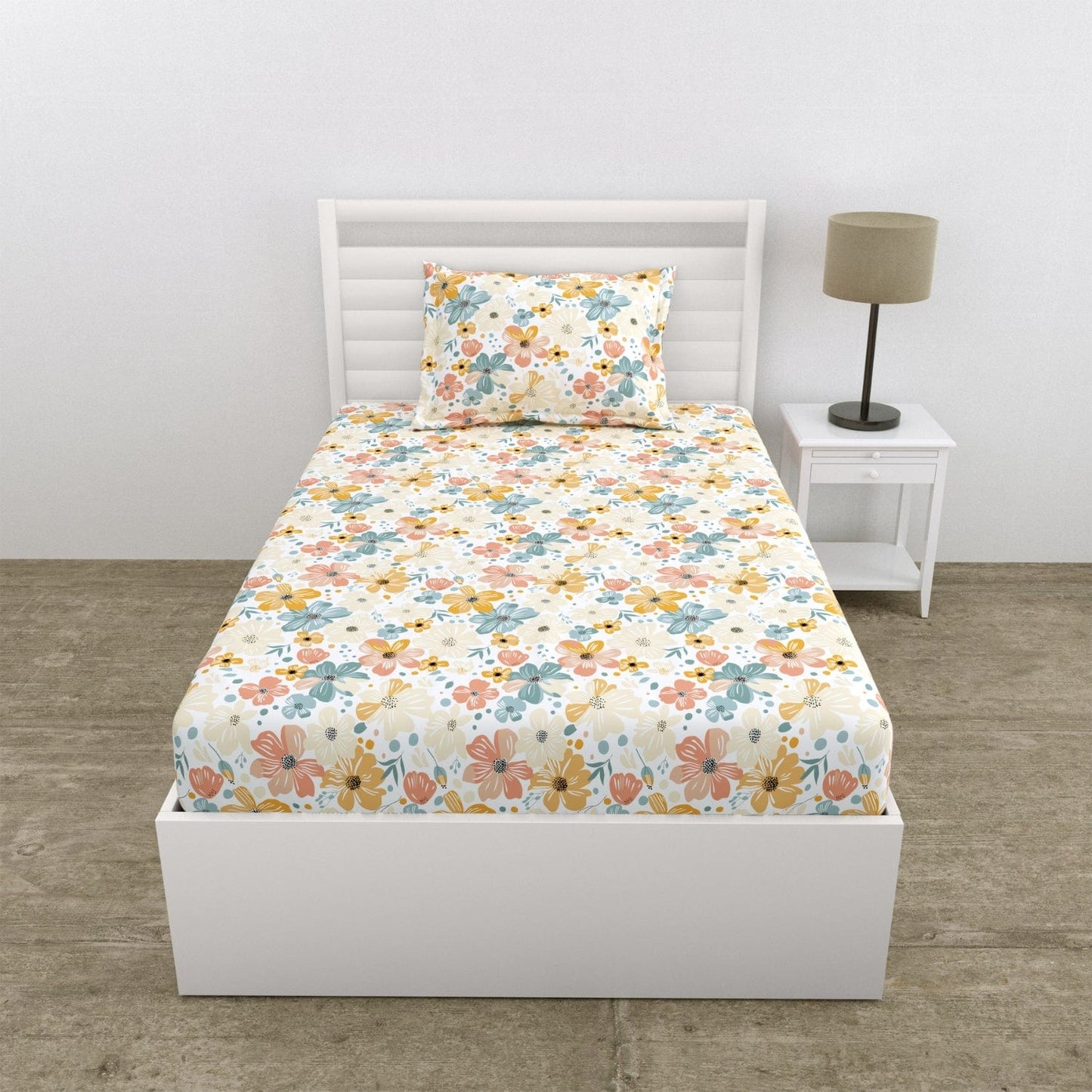 Hawaiian Petals 100% Cotton Single Bedsheet, 144 TC