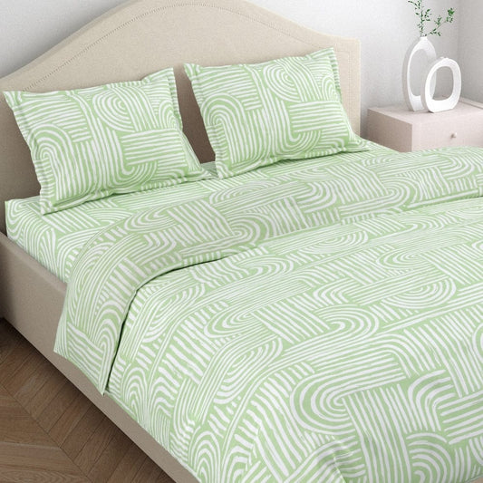 Verdant Arches 100% Cotton King Size Bedsheet, 186 TC