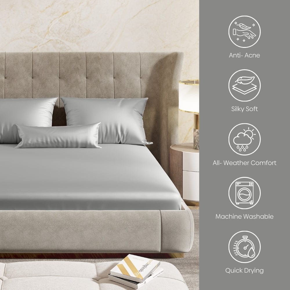 Satin Royale Platinum Grey 300TC Satin King Bedsheet