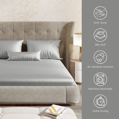 Satin Royale Platinum Grey 300TC Satin King Bedsheet