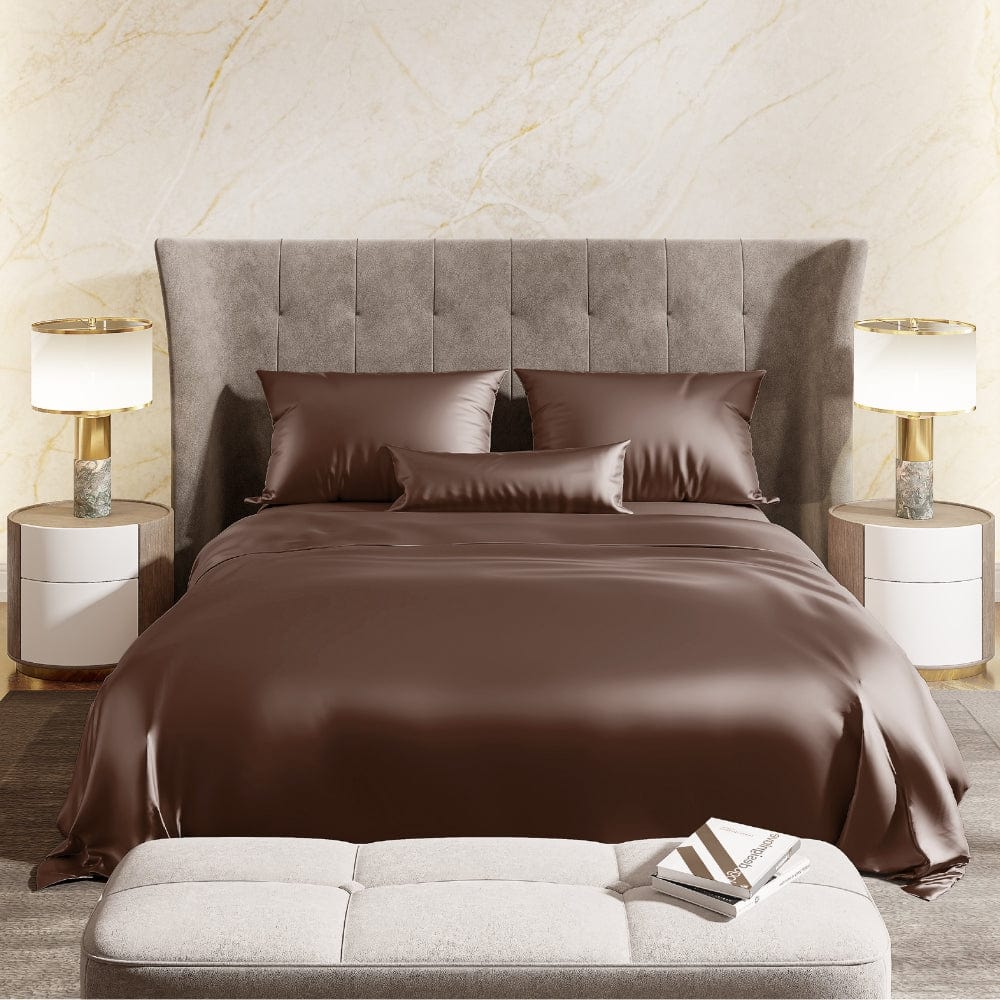 Satin Royale Mocha Velvet 300TC Satin Double Bedsheet - Bedsheets | haus & kinder