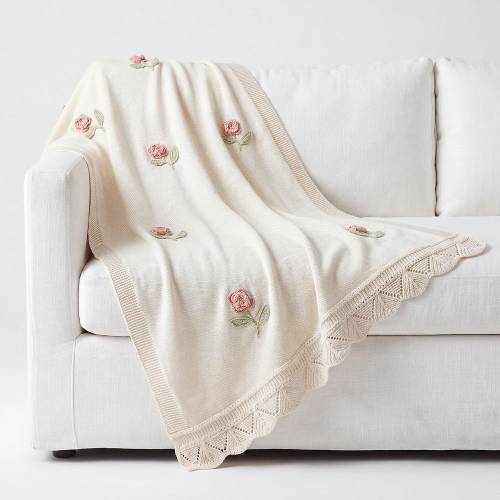 Rosette Charm Chrochet Blanket (0-2Y) - Swaddles and Blankets | haus & kinder
