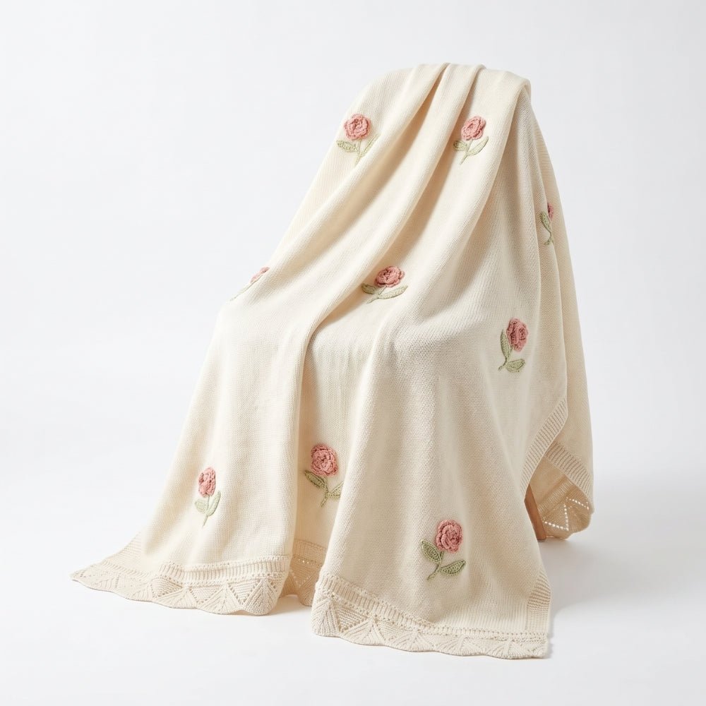 Rosette Charm Chrochet Blanket (0-2Y) - Swaddles and Blankets | haus & kinder