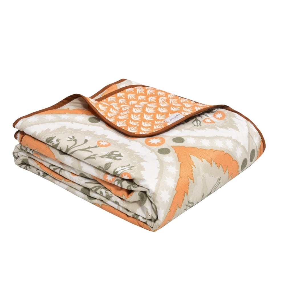 Digital Printed Ultra Soft Peach Finish Reversible Dohar, Taupe Trellis