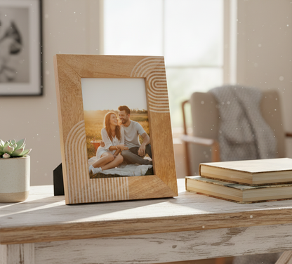 Abstract Grain Photo Frame- Natural Wood