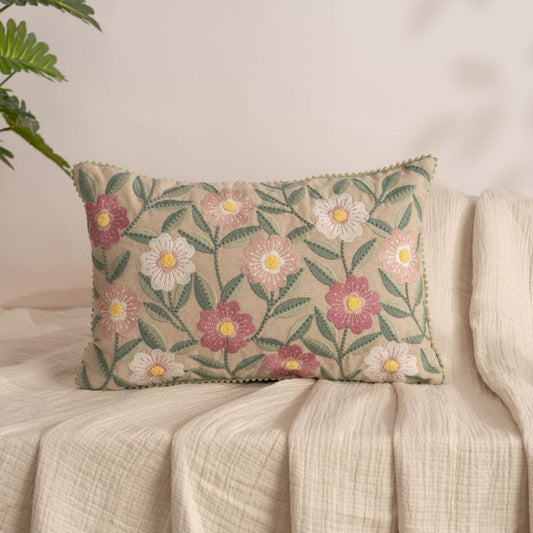 Embroidered Decorative Cushion Cover, Bloomscape